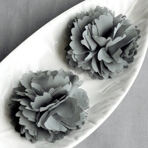 3 Grey Chiffon Flower Soft Chiffon Fabric Silk Rose Flower Bridal Wedding Garter Baby Hair Headband SF152