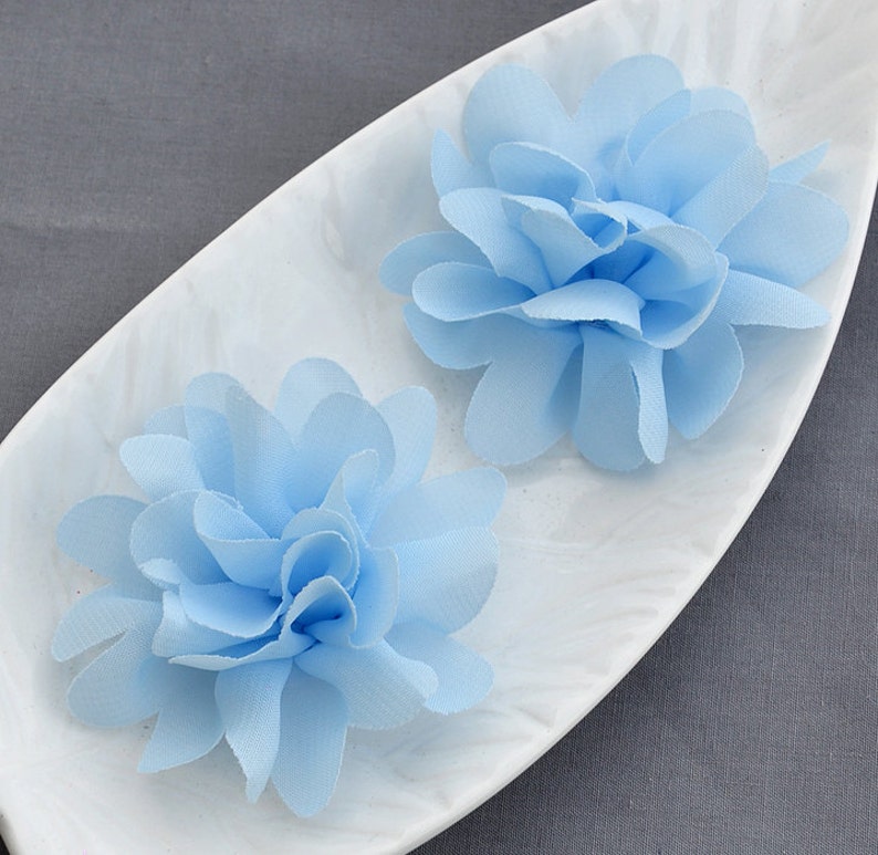3 Light Baby Blue Chiffon Flower Soft Chiffon Fabric Silk Rose Etsy