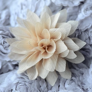 2 pcs Chiffon Silk Rose Flower Rosette Beige Tan Bridal Wedding Baby Hair Bow Headband Clip or more SF056
