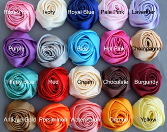 10 pcs Silk Rolled Rose Flower Rolled Rosette Satin Rolled Rose Flower Fabric Flower Bride Hair Accessory SF999