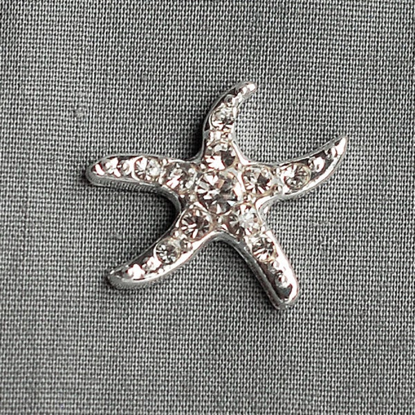 3 Rhinestone Button Embellishment Starfish FREE Shipping of 20.00 Order Pearl Crystal Wedding Brooch Bouquet Invitation BT131
