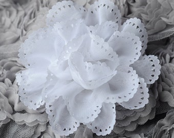 10 pcs Chiffon Chic Rose Flower White Silk Bridal Wedding Baby Hair Comb Bow Headband Clip or more SF086