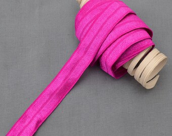 5 Yard Fuchsia Pink 5/8 Fold Over Elastic for making cotton masks face covering cloth Foldover Elastic Cord Elastic Headband Lace FOE EL003