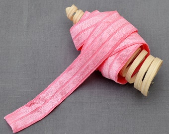 5 Yards Candy Pink 5/8 Fold Over Elastic Shiny Foldover Elastic Cord Elastic Headband Elastic Lace EL002