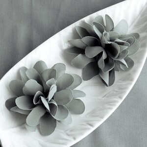 3 Grey Chiffon Flower Rose Soft Chiffon Fabric Silk Flowers Bridal Wedding Garter Headband Shoe Clip SF113