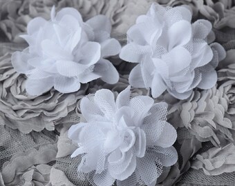 10 pcs Chiffon Tulle Chic Rose Flower White Silk Bridal Wedding Baby Hair Comb Bow Headband Clip or more SF047