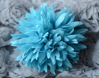 2 pcs Cotton Rose Flower Blue Chiffon Silk Bridal Wedding Baby Hair Comb Bow Headband Clip or more SF053