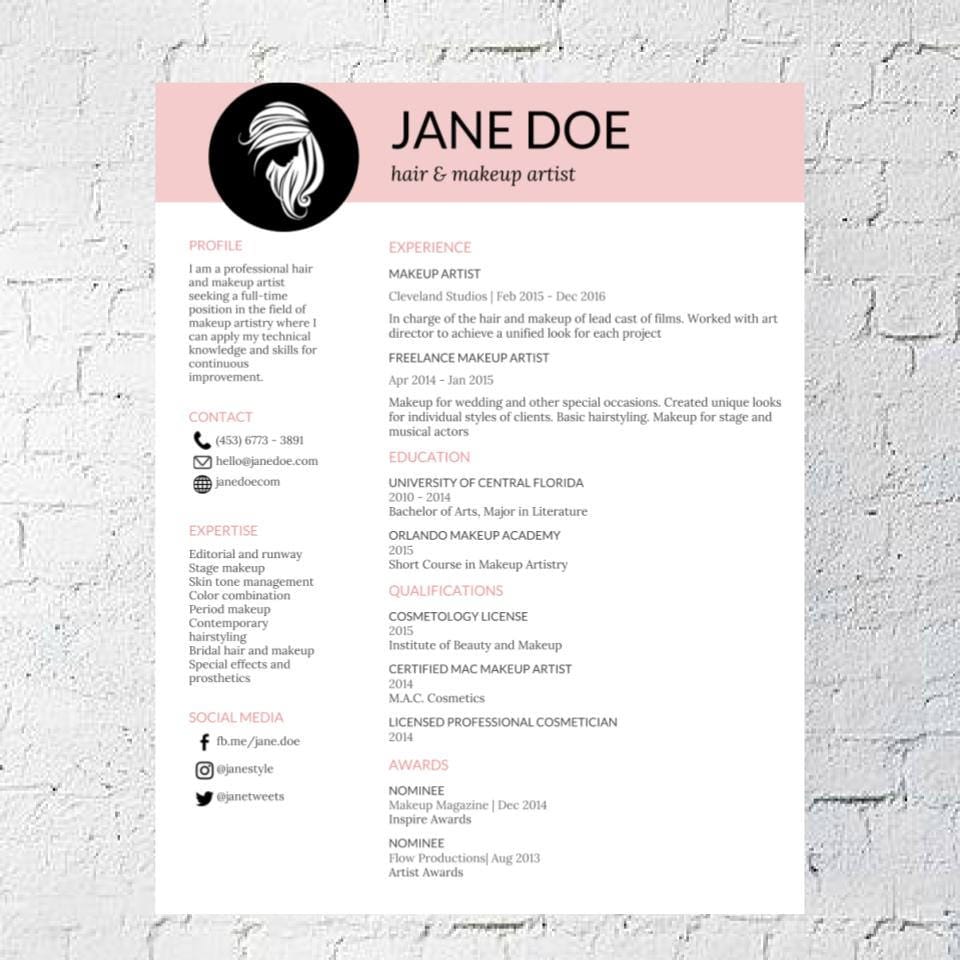 hair stylist makeup artist resume template google document make up artists resume