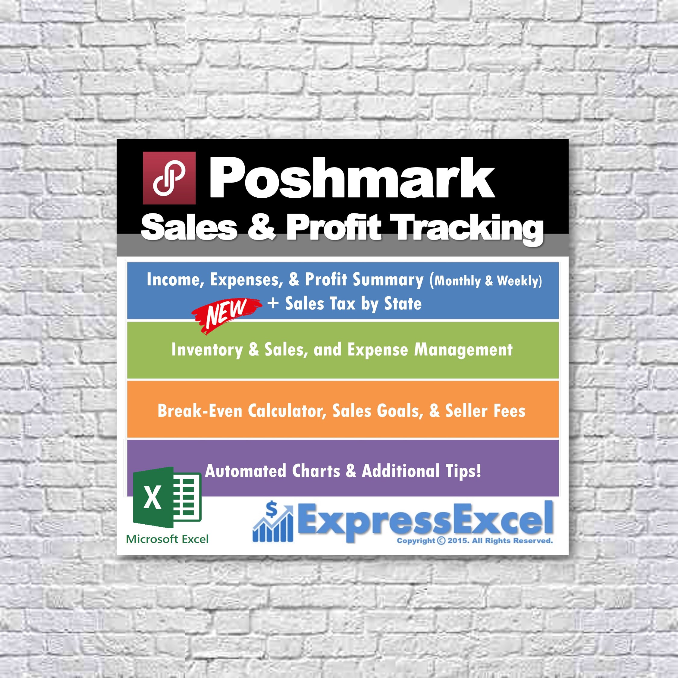 poshmark sales profit tracking break even calculator microsoft excel spreadsheet mac pc instant download poshmark tracking