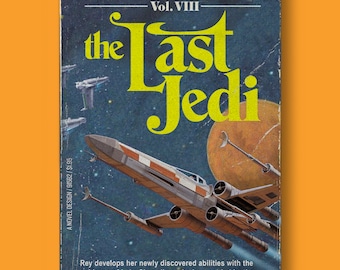 The Last Jedi Art Print, Vintage Book Art, Star Wars, X Wing Fighter Art