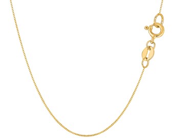 10k Yellow Solid Gold Mirror Box Chain Necklace,