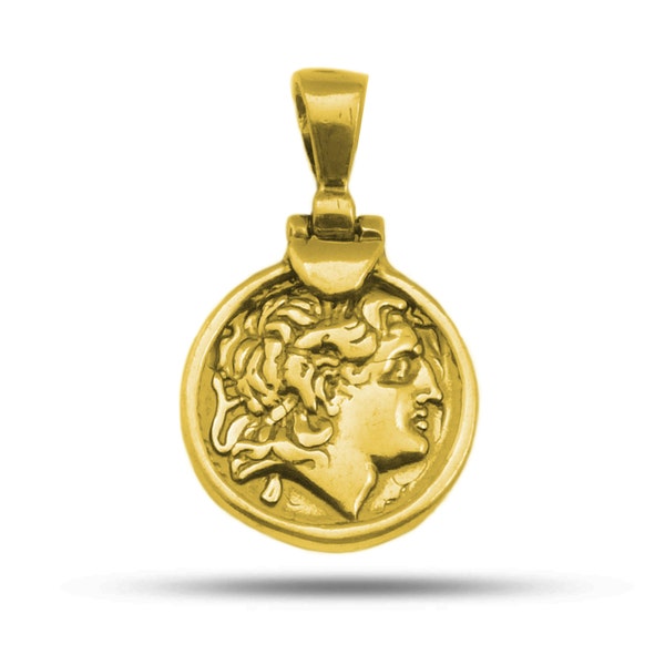 Sterling Silver - 18 Karat Gold Overlay Plated Alexander The Great Pendant
