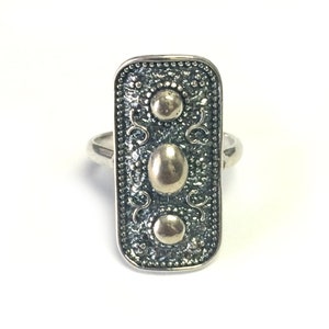 Sterling Silver Byzantine Style Rectangular Ring