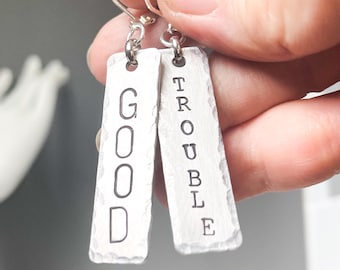 Good Trouble Earrings: Hand-Forged Aluminum, Hypoallergenic