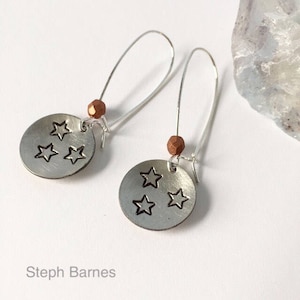 Tennessee earrings in pewter with orange accents