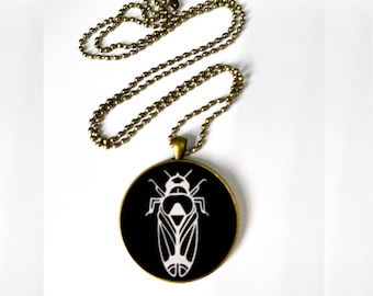Cicada Necklace: Bronze Bug Jewelry with Ball Chain