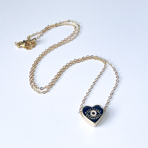 Evil Eye Heart Necklace Etsy