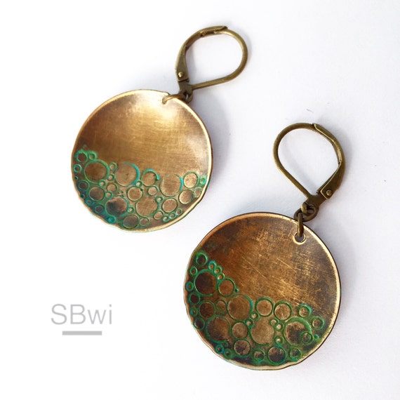 Verdigris earrings in bronze