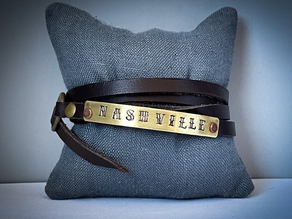 Hand Stamped Leather Wrap Bracelet: 'Not Today Satan'