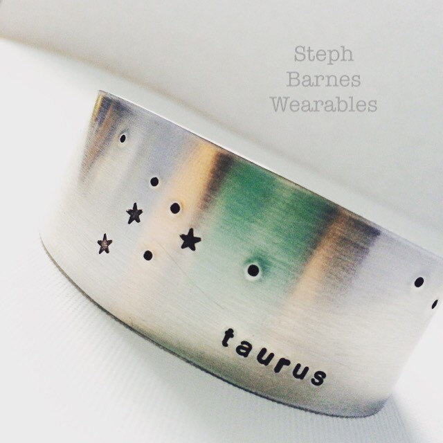Zodiac Cuff Bracelet in Aluminum. Silver Tone Cuff. Metal Etsy