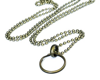 Antiqued Bronze Ball Chain Lanyard: Simple Key Necklace