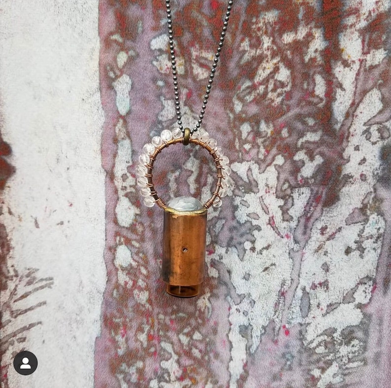 Clear Quartz Necklace. Copper Necklace. Roller Ball Necklace. Etsy