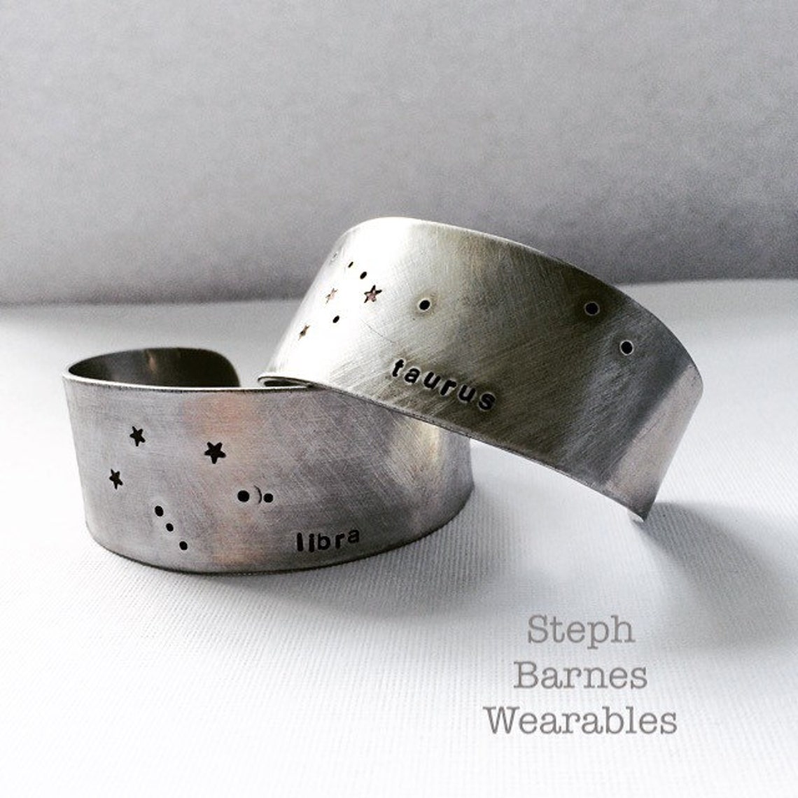 Zodiac Cuff Bracelet in Aluminum. Silver Tone Cuff. Metal Etsy