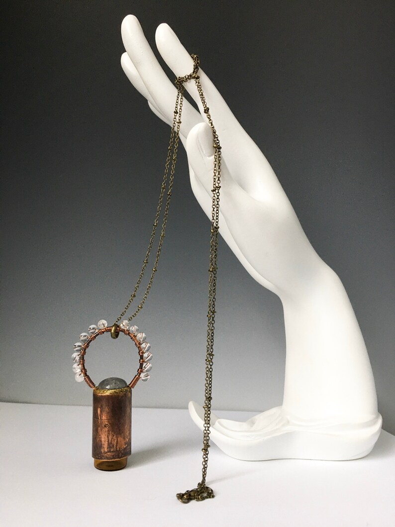 Clear Quartz Necklace. Copper Necklace. Roller Ball Necklace. Etsy