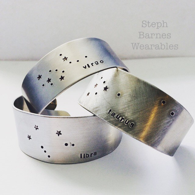 Zodiac Cuff Bracelet in Aluminum. Silver Tone Cuff. Metal Etsy