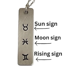 Collar personalizado con la carta natal del zodiaco: Sol, Luna y Ascendente