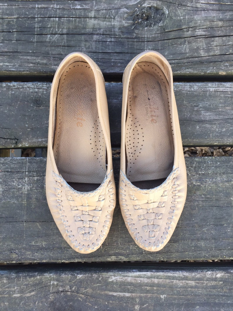 Shoes Size 6.5 Khaki Leather Woven Slip Ons Boho Hippie Made in Brazil Womens 6 12