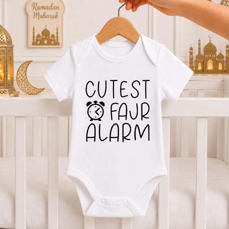 First Eid baby grow Islamic newborn outfit UK with personalised Muslim design.