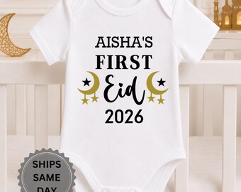 Completo personalizzato per il primo Eid del bambino / Body per il mio primo Ramadan / Tutina islamica per neonati, regalo