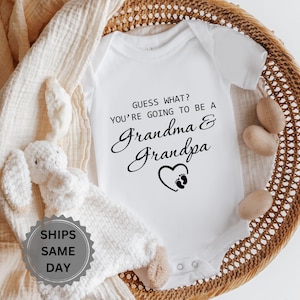 Grandparents Pregnancy Announcement Gift Reveal Onesie Vests Babygrow | Grandparents To Be Gifts New Surprise Ideas | Personalised Baby Grow