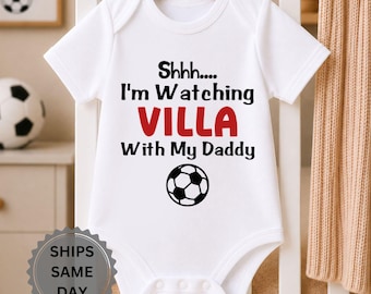 Aston Villa Baby Grow Personalised | Football Fan Baby Onesie | Custom Team Name Newborn Gift