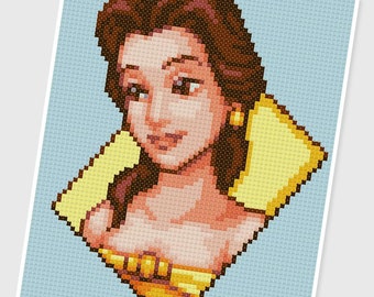PDF Stickvorlage - 0022.Belle ( Die Schöne und das Biest ) - SOFORT DOWNLOAD