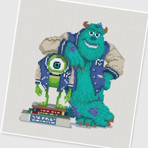 PDF Cross Stitch pattern - Monsters University - INSTANT DOWNLOAD