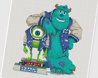 PDF Cross Stitch pattern - Monsters University - INSTANT DOWNLOAD