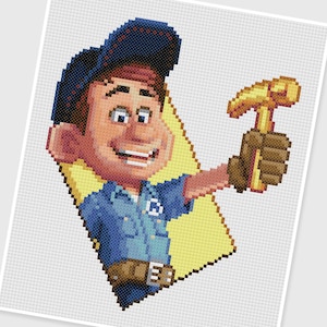 PDF Cross Stitch pattern - 0013.Felix ( Wreck It Ralph ) - INSTANT DOWNLOAD