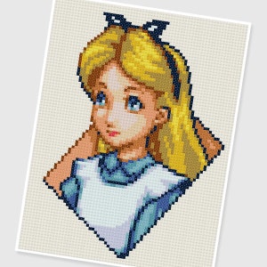 PDF Cross Stitch pattern - 0233.Alice ( Alice in Wonderland ) - INSTANT DOWNLOAD