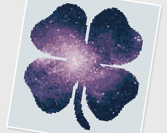 PDF Cross Stitch pattern - 0133.Universe Clover Leaf - INSTANT DOWNLOAD