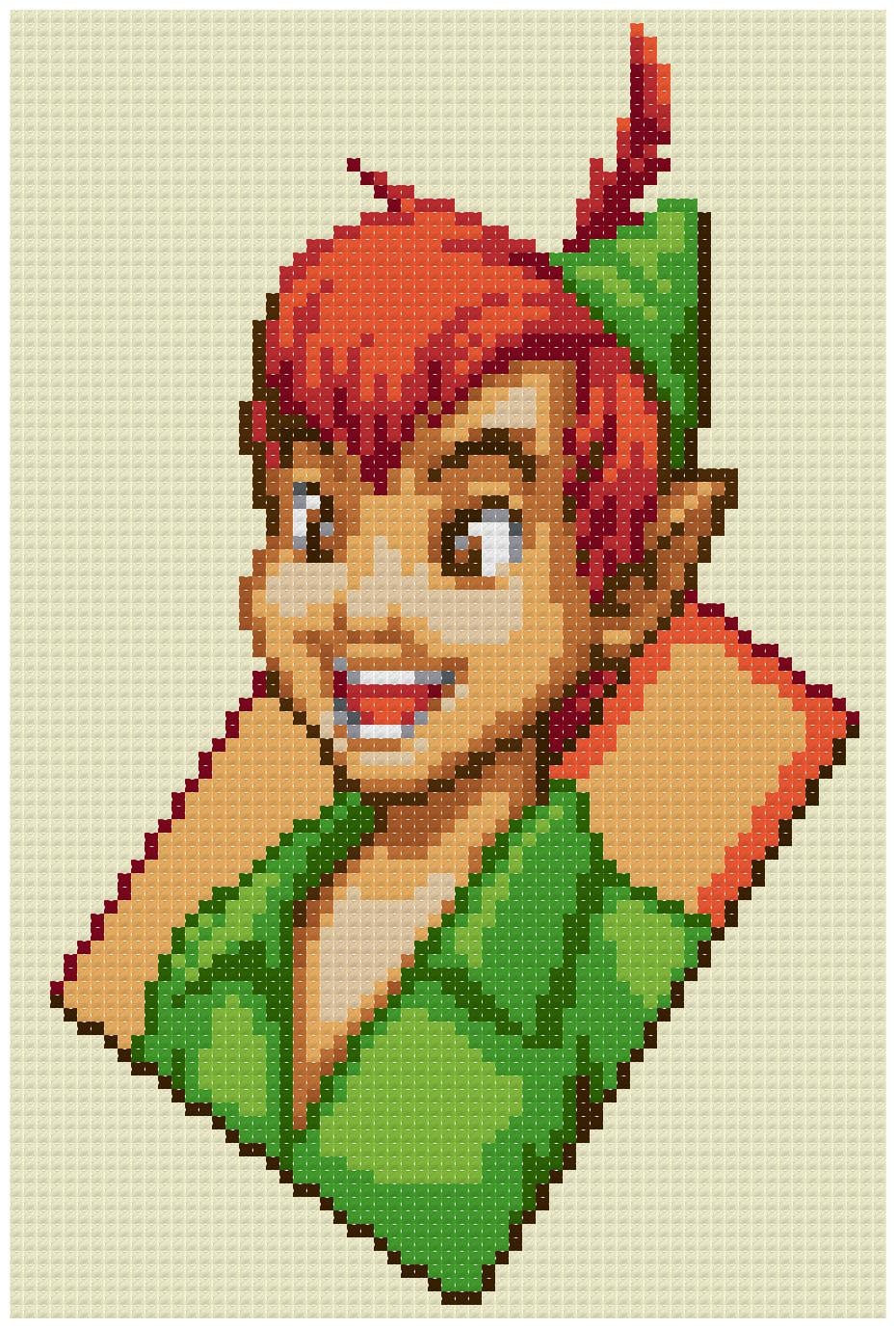 PDF Cross Stitch Pattern - 0026.peter Pan - INSTANT DOWNLOAD - Etsy, image size:930x1378