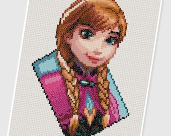 PDF Cross Stitch pattern - 0213.Princess Anna (Frozen) - INSTANT DOWNLOAD