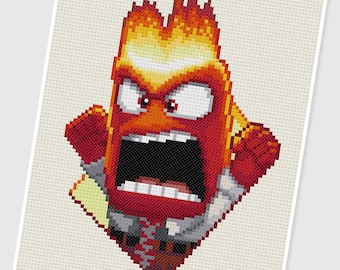 PDF Cross Stitch pattern - 0035.Anger ( Inside Out ) - INSTANT DOWNLOAD