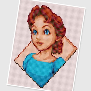 PDF Cross Stitch pattern - 0028.Wendy ( Peter Pan ) - INSTANT DOWNLOAD