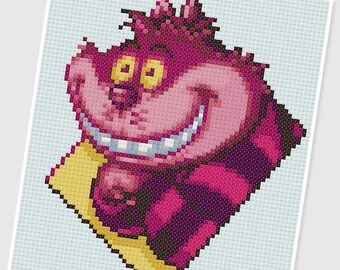 PDF Cross Stitch pattern - 0235.Cheshire ( Alice in Wonderland ) - INSTANT DOWNLOAD