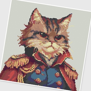PDF Cross Stitch pattern - PX002.General Cat - INSTANT DOWNLOAD