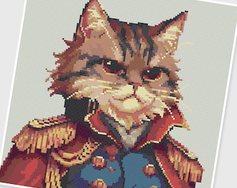 PDF Cross Stitch pattern - PX002.General Cat - INSTANT DOWNLOAD