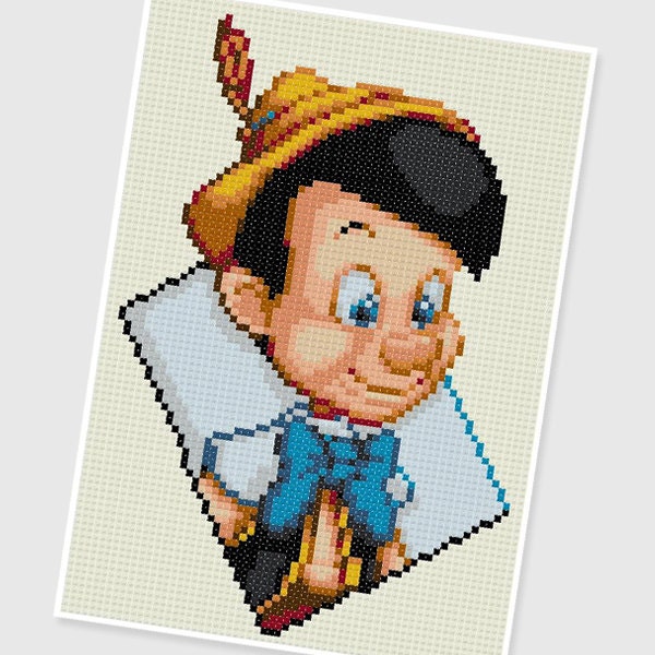 Modèle de point de croix PDF - 0252.Pinocchio - TÉLÉCHARGEMENT INSTANTANÉ