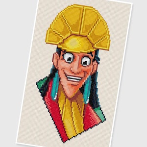 PDF Cross Stitch pattern - 0044.Emperor Kuzco (The Emperor&#39;s New Groove) - INSTANT DOWNLOAD